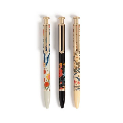 U Brands 3pk Ballpoint Pens Black Ink Monterey Botanical Studies