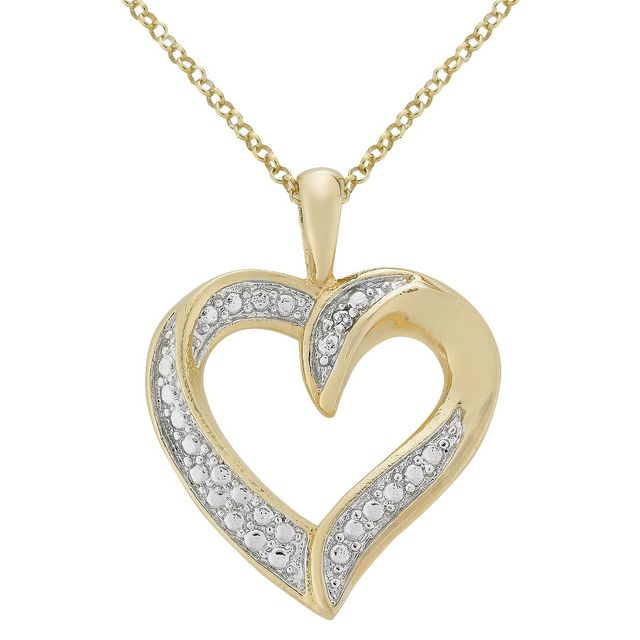Diamond Accent Heart Pendant in Silver Plated Brass (IJ-I2-I3)