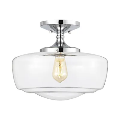 14 Marfa Glass/Iron Farmhouse Modern LED Flush Mount - JONATHAN Y: Listed