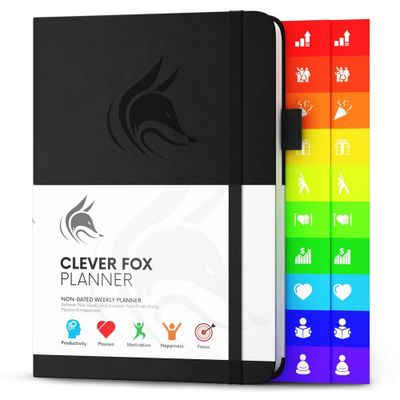 Undated Planner Weekly 8.25x5.75 Black - Clever Fox