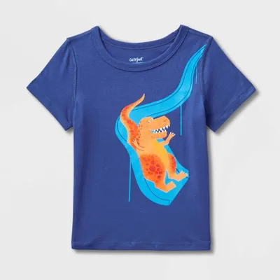 Toddler Girl Adaptive Dino Short Sleeve T-Shirt - Cat & Jack Blue 2T