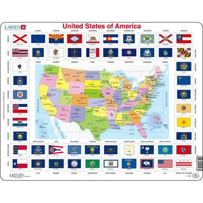 Springbok Larsen United States of America State Flags Educational Childrens Jigsaw Puzzle 70pc