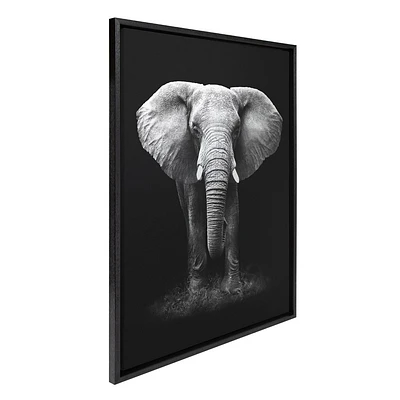 Kate & Laurel All Things Decor 23x33 Sylvie African Elephant Safari Wildlife Animal BW Framed Metallic Canvas Wall Art by Donvanstaden