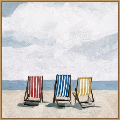 30 x 30 Beach Trip II by Emma Scarvey Framed Canvas Wall Art Print - Amanti Art: Modern Lithograph, Polystyrene Frame