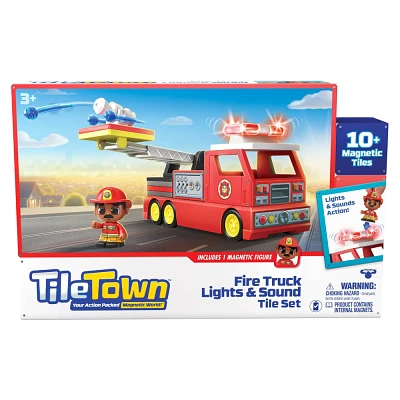 Tile Town Fire Truck Magnetic Tiles Set