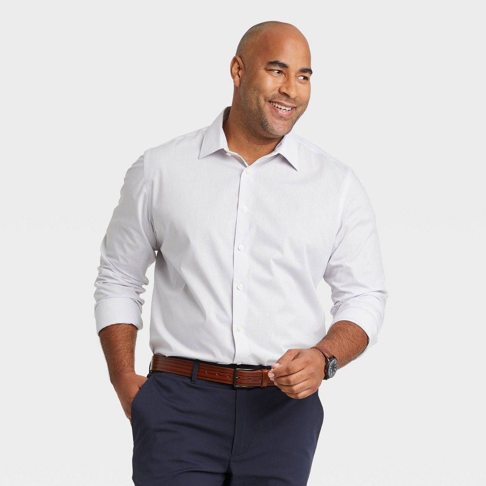 Goodfellow u0026 Co Mens Big u0026 Tall Gingham Check Performance Dress Long Sleeve  Button-Down Shirt | Connecticut Post Mall