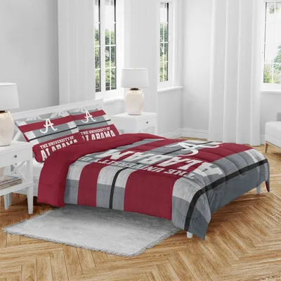 NCAA Alabama Crimson Tide Heathered Stripe Queen Bedding Set in a Bag - 3pc