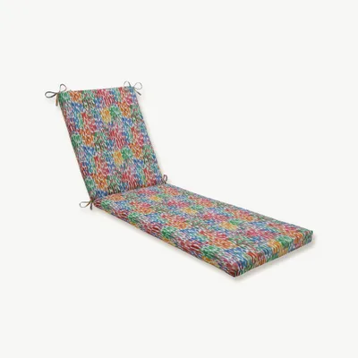 80 x 23 x 3 Make It Rain Zinnia Outdoor Chaise Lounge Cushion Blue - Pillow Perfect: Weather-Resistant with Ties