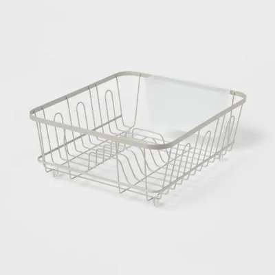 Small Steel Dish Drainer Brushed Nickel - Brightroom: Freestanding Dish Drying Rack with Utensil Holder