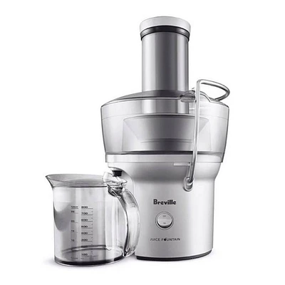 Breville Juice Fountain Compact Silver BJE200XL: 700W Stainless Steel Electric Juicer, Dishwasher-Safe Parts