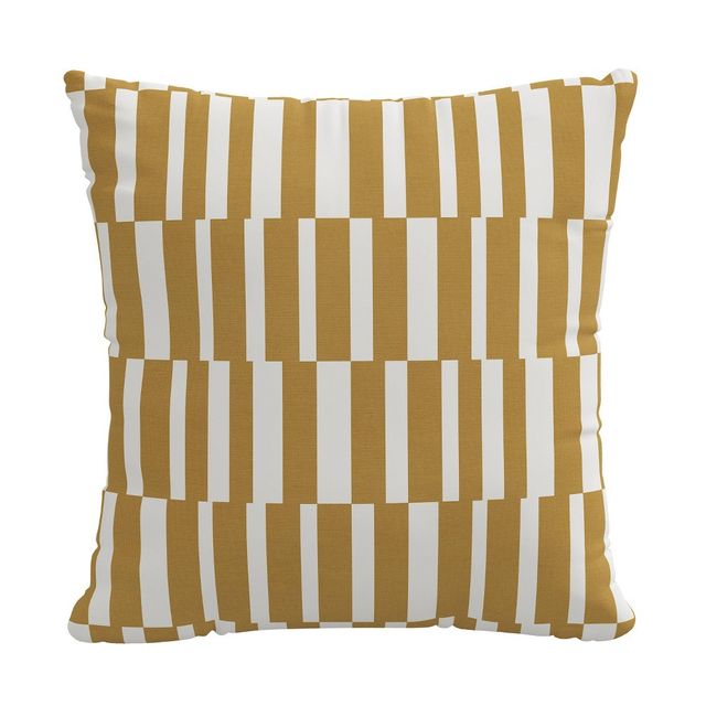 18x18 Polyester Jump Striped Square Throw Pillow Mustard - Skyline Furniture: Indoor Decorative Cushion with Zipper Closure