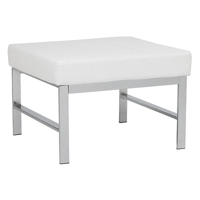 studio designs Atlas Mid-Century Modern Square Ottoman Blended Leather White