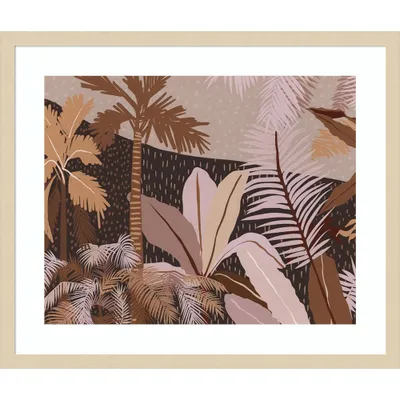 25 x 21 Dark Tropics by Urban Road Wood Framed Wall Art Print - Amanti Art: Modern Botanical Lithograph, Hardwood Frame