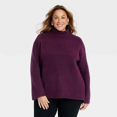 Women Cozy Knit Turtleneck Pullover Sweater