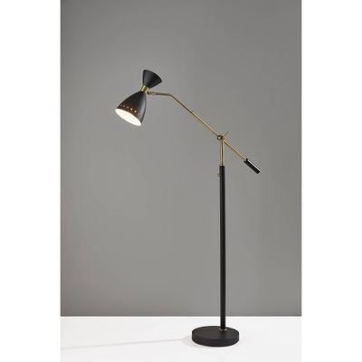 Oscar Adjustable Floor Lamp Black - Adesso: Mid-Century Style, Extended Arm, ETL Listed