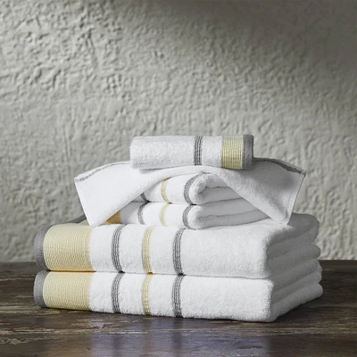 6pc Striped Towel Set Gold/Gray - Isla Jade