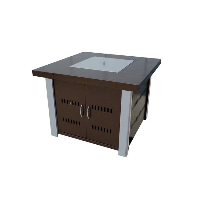 Outdoor Fire Pit in Hammered Bronze & Stainless Steel - AZ Patio Heaters: CSA Approved, 40,000 BTU, Includes Cover