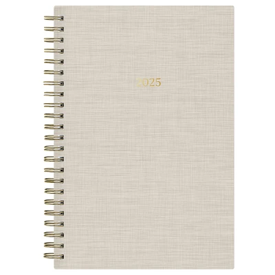 Marie Kondo for Blue Sky 2025 Weekly/Monthly Planner 8.27x5.71 Wirebound Natural Fabric