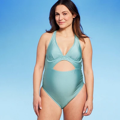 hiny Cutout One Piece Maternity wimsuit - Isabel Maternity by Ingrid & Isabel Blue