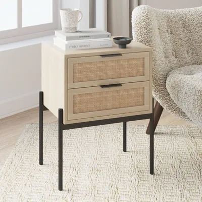 Andrew Wood and Rattan Side Table - James