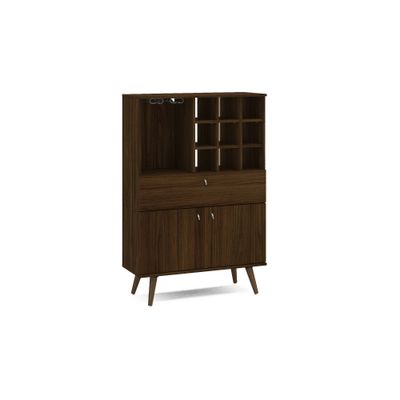 Salamanca Bar Cabinet Dark Brown - Polifurniture: Mid-Century Buffet, Stemware Racks, Wood Legs