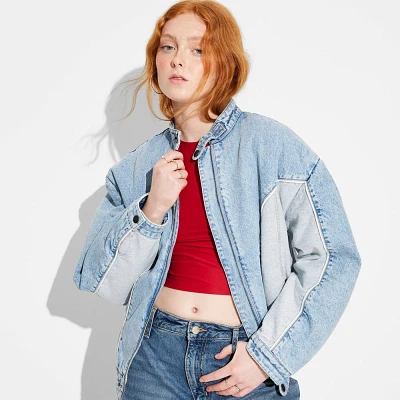 Womens Denim Bomber Jacket