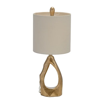 SAGEBROOK HOME 24 Organic Resin Table Lamp Gold: Hand-Painted, Polyester Shade, UL Listed, Adult Assembly Required