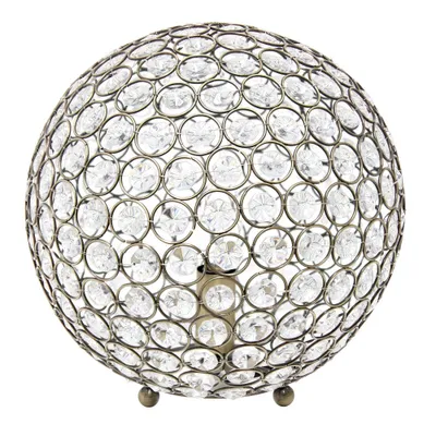 10 Elipse Medium Contemporary Metal Crystal Round Orb Table Lamp