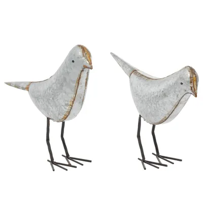 Farmhouse Rustic Iron Bird Sculpture Gray/Rust 2pk - Olivia & May