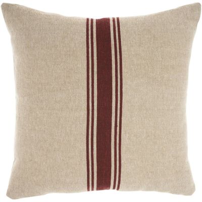 20x20 Oversize Life Styles Woven Cotton Linen Striped Indoor Square Throw Pillow Maroon - Mina Victory