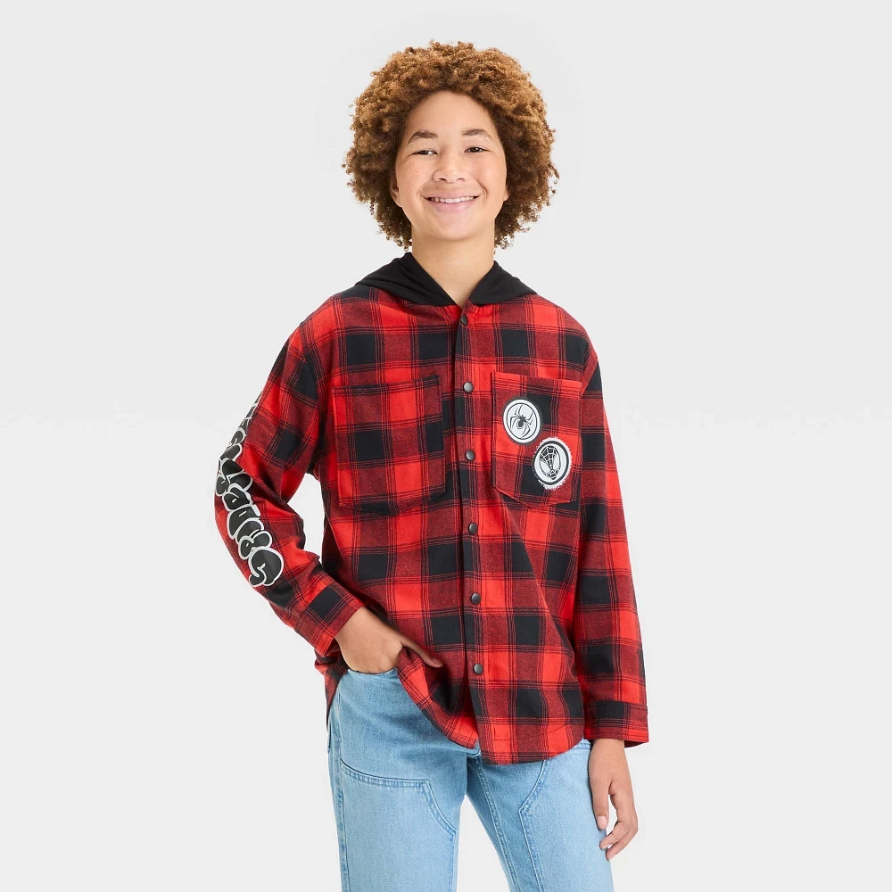 Boys Marvel Spider-Man Plaid Jacket