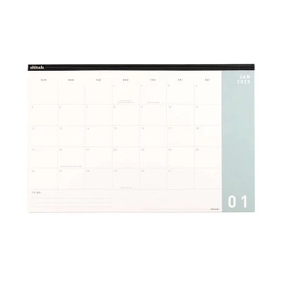 Altitude 2025 Monthly Deskpad 11x17 Seafoam Blue: Paper Desktop Calendar, January-December, Glue Binding