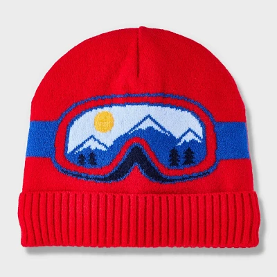 Boy Retro Ski Goggle Beanie Hat - Cat & Jack Red