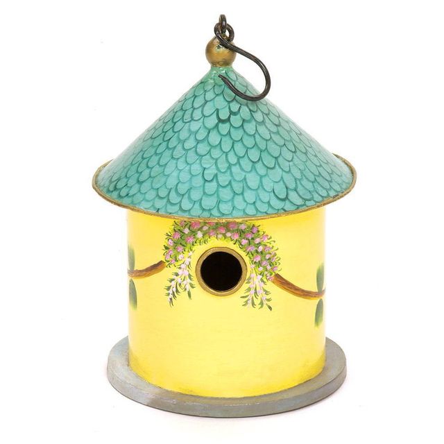 12 Iron Hand Painted Bastion Cottage Birdhouse - ACHLA Designs: Weather-Resistant Metal, No Assembly Required