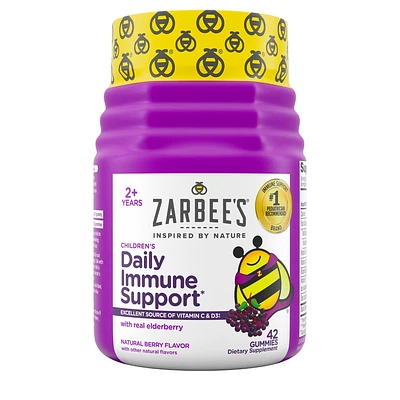 Zarbees Kids Daily Immune Support Gummies with Real Elderberry - Natural Berry Flavor - 42ct