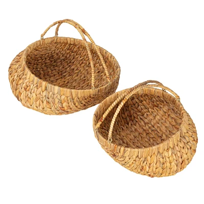 Household Essentials Water Hyacinth Handwoven Flower Basket Set Natural Set of 2