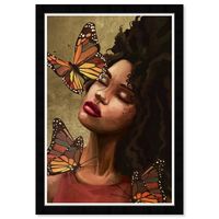 15 x 21 Butterfly Black Portrait Framed Wall Art Print Gold - Wynwood Studio: Scandinavian, Museum Grade Canvas, FSC Wood