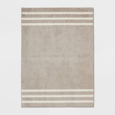 4x56 Border Striped Rug Gray - Pillowfort