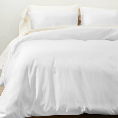 Twin/Twin Extra Long Washed Sateen Duvet Cover & Sham Set White - Casaluna: OEKO-TEX Certified, 500 Thread Count