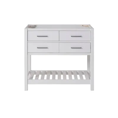 36 Harrison Vanity Cabinet White - Alaterre Furniture: Hardwood Floor Cabinet with Storage Shelf