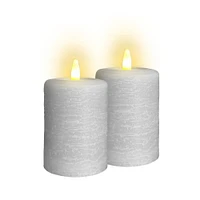 LumiPur 2pk 2x3 Signature Natural Glow Flameless Wax Votive LED Candles Gray Fog