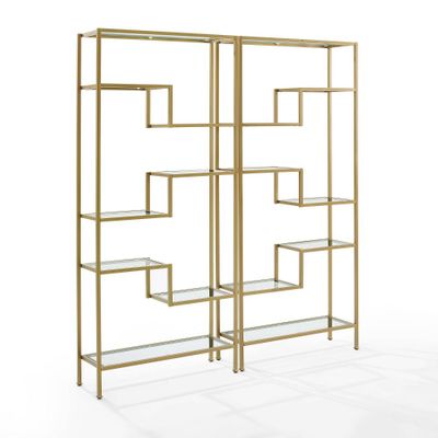 78 2pc Sloane Etagere Set  - Crosley: Modern Mid-Century Shelving, 14 Open Shelves, Steel Frame