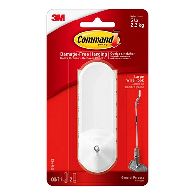 Command Large Sized Wire Decorative Hook White