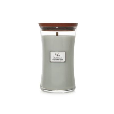 21.5oz Large Hourglass Jar Candle Lavender & Cedar - WoodWick: Soy Blend, Sage, 120hr Burn Time