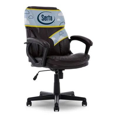 Serta Managers Chair Roasted Chestnut Brown: Executive Style, Adjustable Height, Swivel, Faux Leather Upholstery