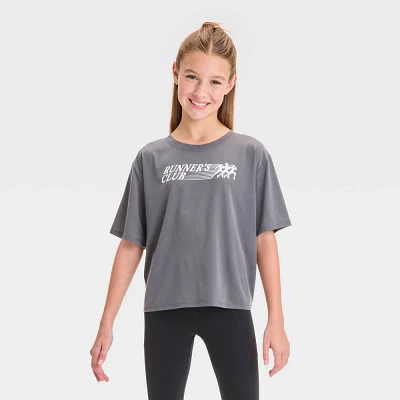 Girls Short Sleeve Runners Club Graphic T-Shirt