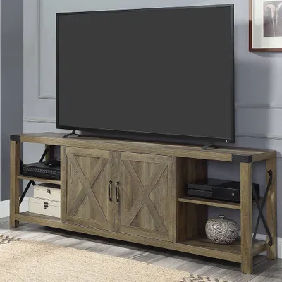 Abiram TV Stand for TVs up to 71 and Consoles Rustic Oak - Acme Furniture