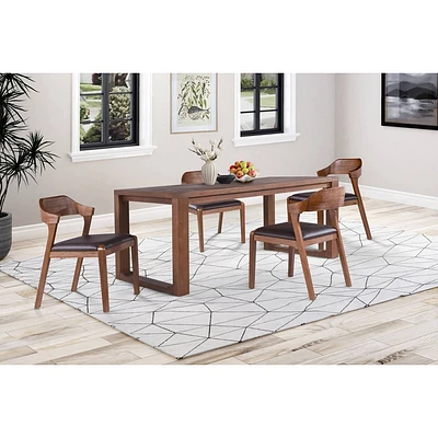 5pc Rasmus Extendable Dining Table Set with Side Chairs Chestnut - Boraam: Faux Leather Upholstery, Seats 8