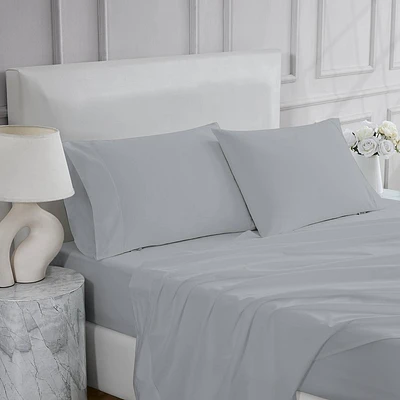 Queen 600 Thread Count Cotton Sateen Sheet Set Light Gray - Aireolux