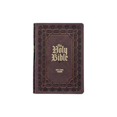 KJV Study Bible, Large Print King James Version Holy Bible, Thumb Tabs, Ribbons, Faux Leather Dark Brown Debossed - (Leather Bound)